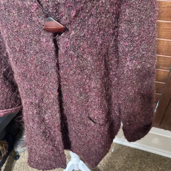 Peter Nygard Womens Coat Mohair Alpaca Wool Reversible Burgundy Jacket sz 14 - Picture 4 of 11